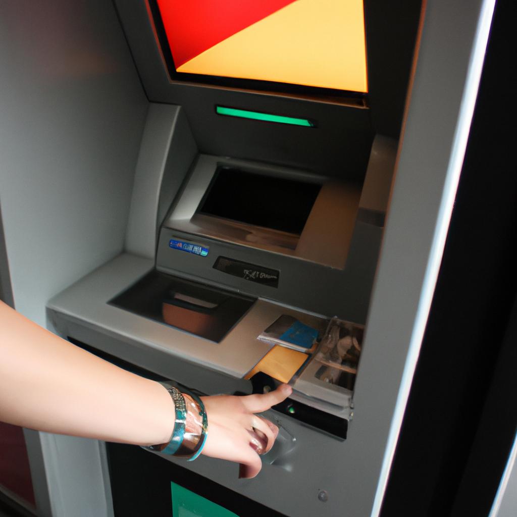 Person using ATM for transfers