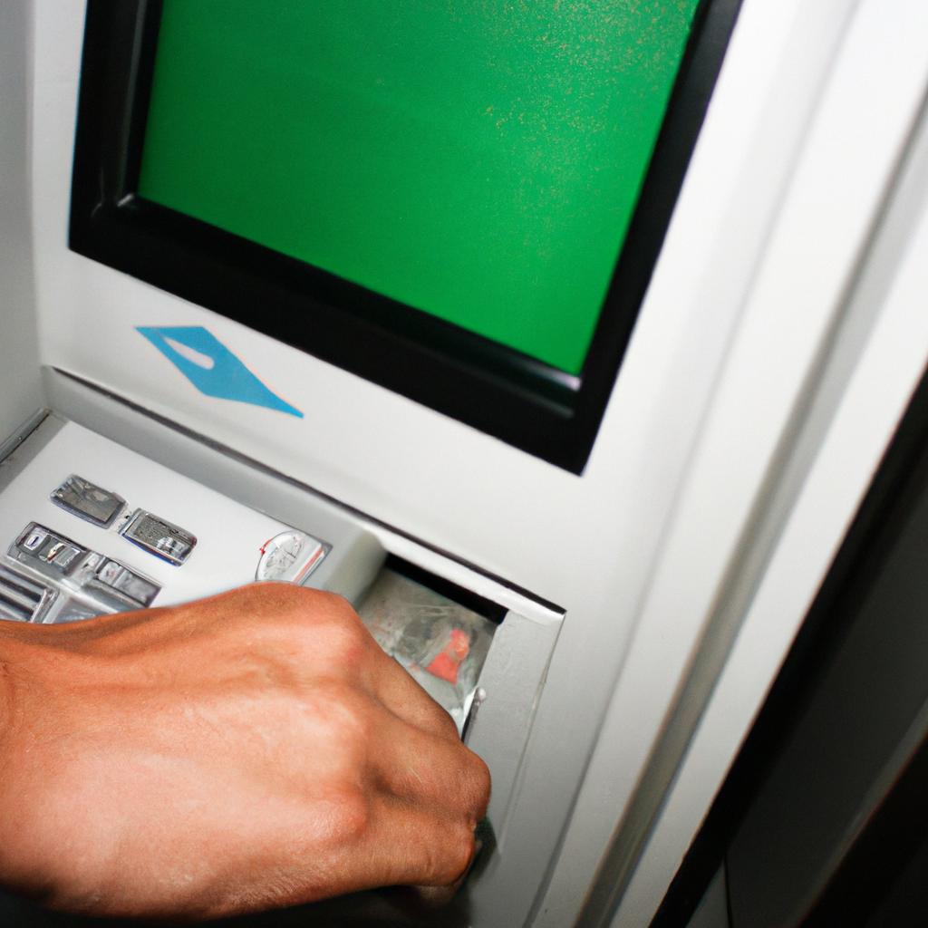 Person checking balance at ATM